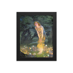 Midsummer Eve by Edward Robert Hughes framed print on a plain backdrop in size 8"x10".