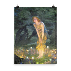 Midsummer Eve by Edward Robert Hughes poster on a plain backdrop in size 8"x10".