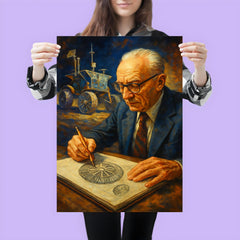 Mieczysław Bekker sketching lunar rover wheels poster 3