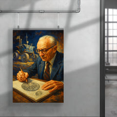 Mieczysław Bekker sketching lunar rover wheels poster 4