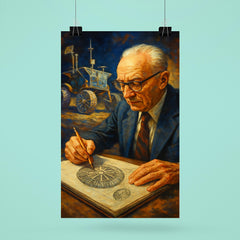 Mieczysław Bekker sketching lunar rover wheels poster 6