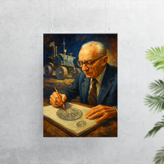 Mieczysław Bekker sketching lunar rover wheels poster 7