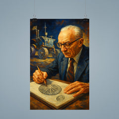 Mieczysław Bekker sketching lunar rover wheels poster 9