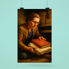 Miep Gies hiding Anne Frank papers poster 6