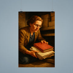 Miep Gies hiding Anne Frank papers poster 9