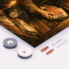 Miep Gies hiding Anne Frank's papers metal print mockup