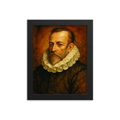 Miguel de Cervantes framed print on a plain backdrop in size 8"x10".