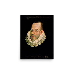 Miguel de Cervantes poster on a plain backdrop in size 12"x16".