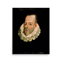 Miguel de Cervantes poster on a plain backdrop in size 16"x20".