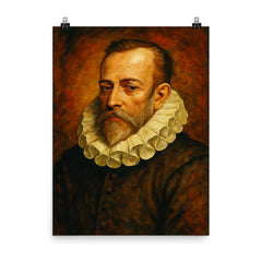 Miguel de Cervantes poster on a plain backdrop in size 8"x10".