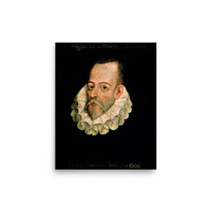 Miguel de Cervantes poster on a plain backdrop in size 8"x10".