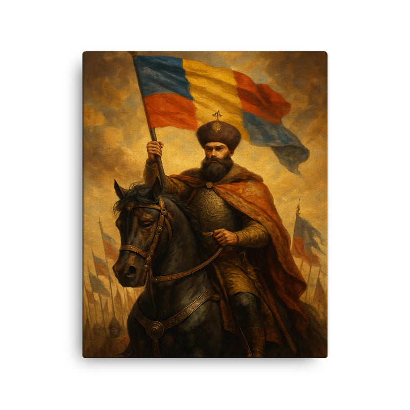 Mihai Viteazul uniting the principalities canvas print on a plain backdrop in size 16