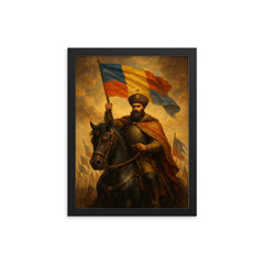 Mihai Viteazul uniting the principalities framed print on a plain backdrop in size 12"x16".