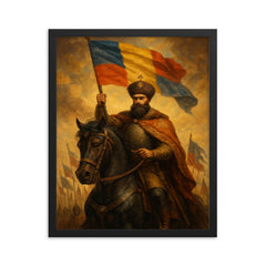 Mihai Viteazul uniting the principalities framed print on a plain backdrop in size 16"x20".