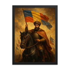 Mihai Viteazul uniting the principalities framed print on a plain backdrop in size 18"x24".
