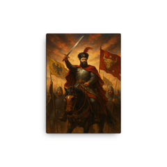 Mihai Viteazul uniting three principalities canvas print on a plain backdrop in size 12"x16".
