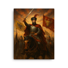 Mihai Viteazul uniting three principalities canvas print on a plain backdrop in size 16"x20".