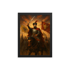 Mihai Viteazul uniting three principalities framed print on a plain backdrop in size 12"x16".