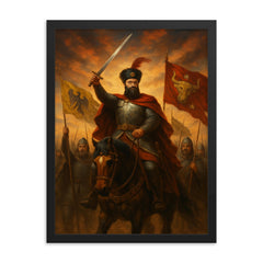 Mihai Viteazul uniting three principalities framed print on a plain backdrop in size 18"x24".