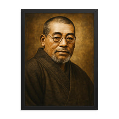 Mikao Usui portrait framed print on a plain backdrop in size 18"x24".