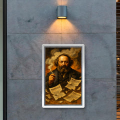 Mikhail Bakunin amid torn manifestos and smoke poster 2
