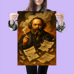 Mikhail Bakunin amid torn manifestos and smoke poster 3