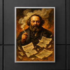 Mikhail Bakunin amid torn manifestos and smoke poster 5