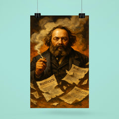 Mikhail Bakunin amid torn manifestos and smoke poster 6