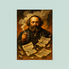 Mikhail Bakunin amid torn manifestos and smoke poster 8