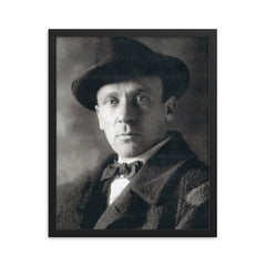 Mikhail Bulgakov framed print on a plain backdrop in size 16"x20".