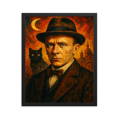 Mikhail Bulgakov framed print on a plain backdrop in size 16"x20".