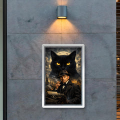 Mikhail Bulgakov with giant black cat silhouette poster 2