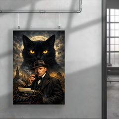 Mikhail Bulgakov with giant black cat silhouette poster 4