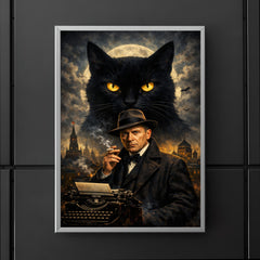 Mikhail Bulgakov with giant black cat silhouette poster 5