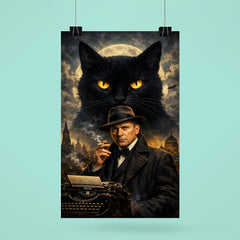 Mikhail Bulgakov with giant black cat silhouette poster 6