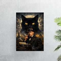 Mikhail Bulgakov with giant black cat silhouette poster 7