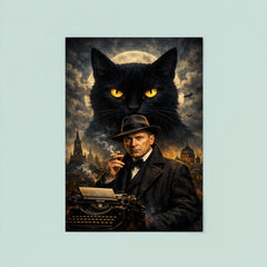 Mikhail Bulgakov with giant black cat silhouette poster 8