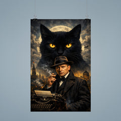 Mikhail Bulgakov with giant black cat silhouette poster 9