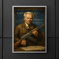 Mikhail Kalashnikov blueprint workshop portrait poster 5
