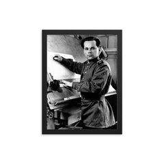 Mikhail Kalashnikov framed print on a plain backdrop in size 12"x16".