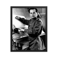 Mikhail Kalashnikov framed print on a plain backdrop in size 16"x20".