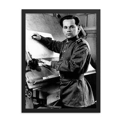 Mikhail Kalashnikov framed print on a plain backdrop in size 18"x24".