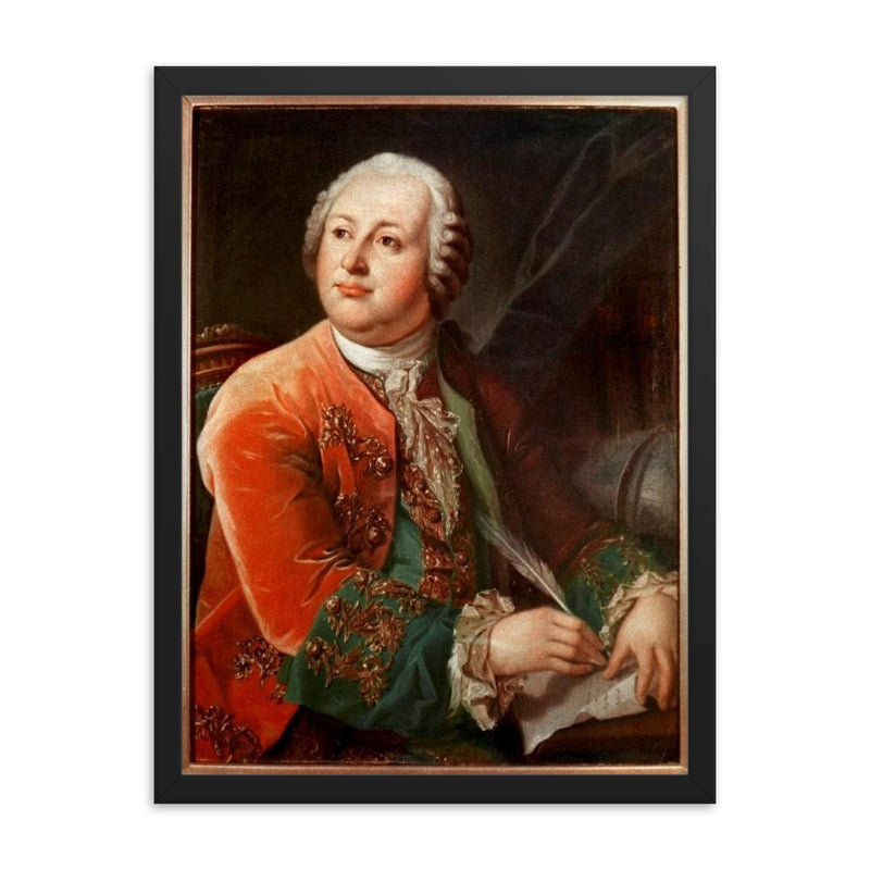 Mikhail Lomonosov framed print on a plain backdrop in size 18