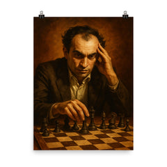 Mikhail Tal poster on a plain backdrop in size 8"x10".
