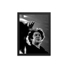 Mikis Theodorakis framed print on a plain backdrop in size 12"x16".