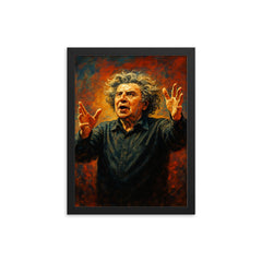 Mikis Theodorakis framed print on a plain backdrop in size 12"x16".