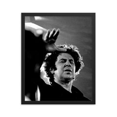 Mikis Theodorakis framed print on a plain backdrop in size 16"x20".