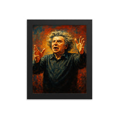 Mikis Theodorakis framed print on a plain backdrop in size 8"x10".