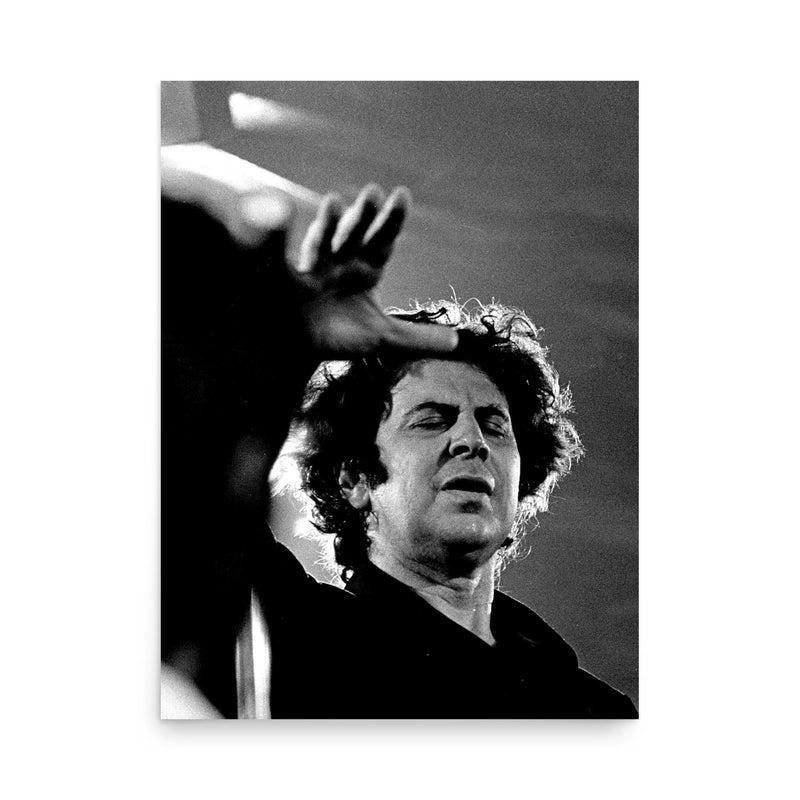 Mikis Theodorakis poster on a plain backdrop in size 18