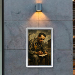 Miklós Radnóti writing last poem in labor camp poster 2